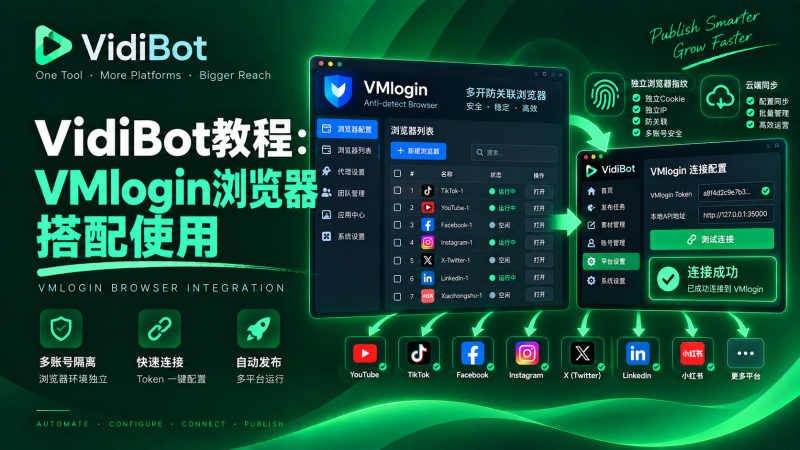 VidiBot教程：VMlogin浏览器的配置-VidiBot 跨平台分发引擎 | WxBot 微信自动化