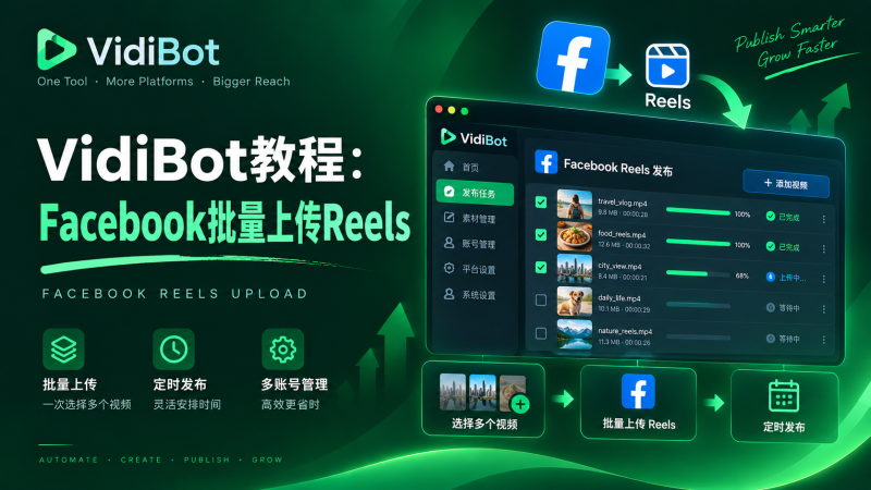 VidiBot教程：Facebook批量上传Reels-VidiBot 跨平台分发引擎 | WxBot 微信自动化