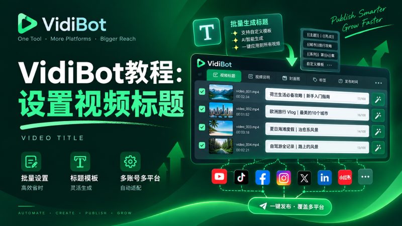 VidiBot教程：设置视频标题-VidiBot 跨平台分发引擎 | WxBot 微信自动化